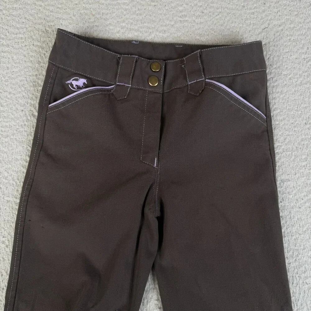 PIPER by SmartPak Riding Breeches Pants Girls 14 Gray Purple Knee Patch Stretch